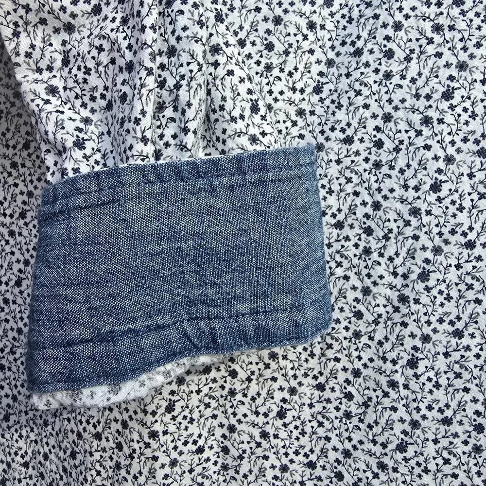 Banana Republic Men's Button Down- Standard Fit Stretch Soft-Wash - Floral Denim